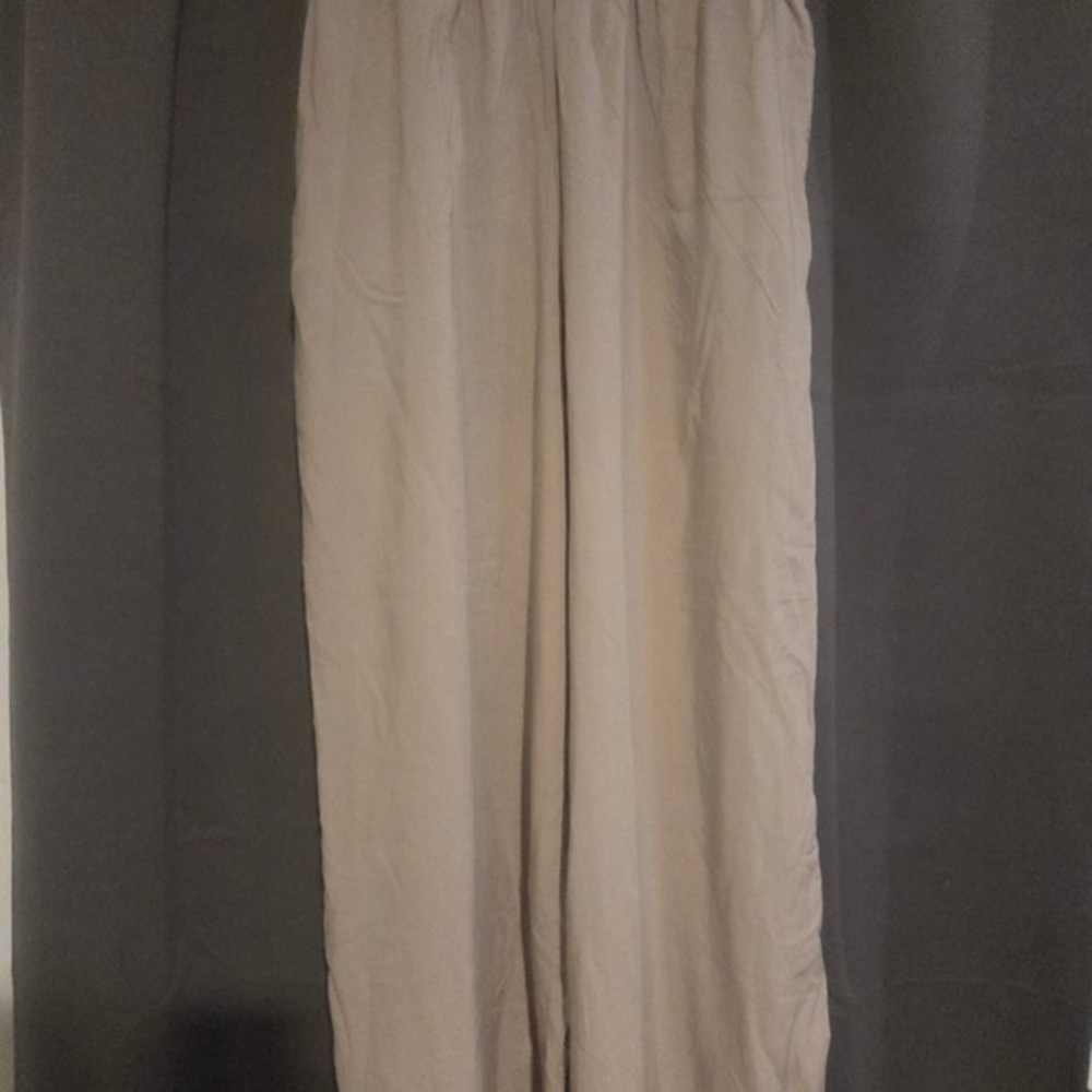H&M Taupe Wide Leg Palazzo Pants, Women's Small, Beige Loungewear, Elastic Waist